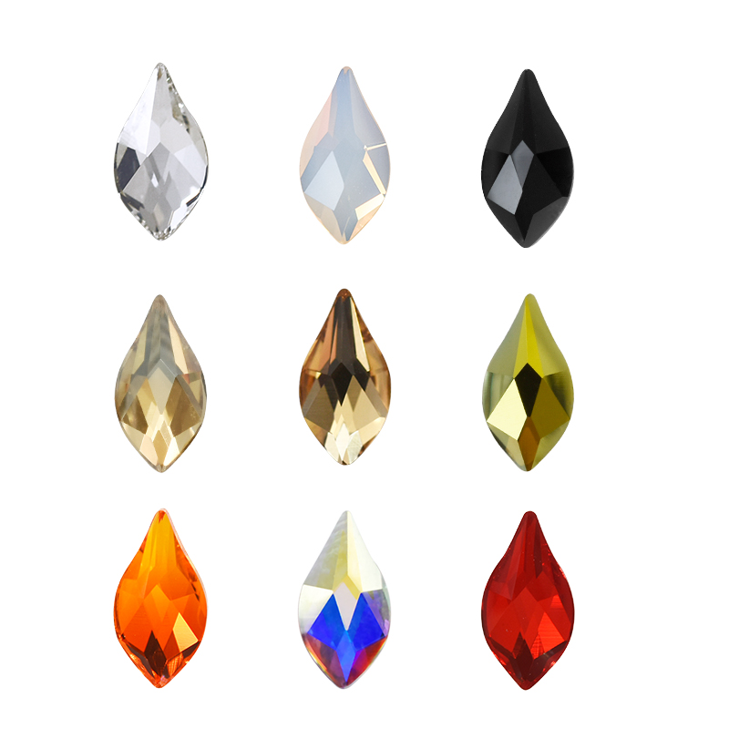 diy平底树叶形葫芦花瓣美甲奥钻