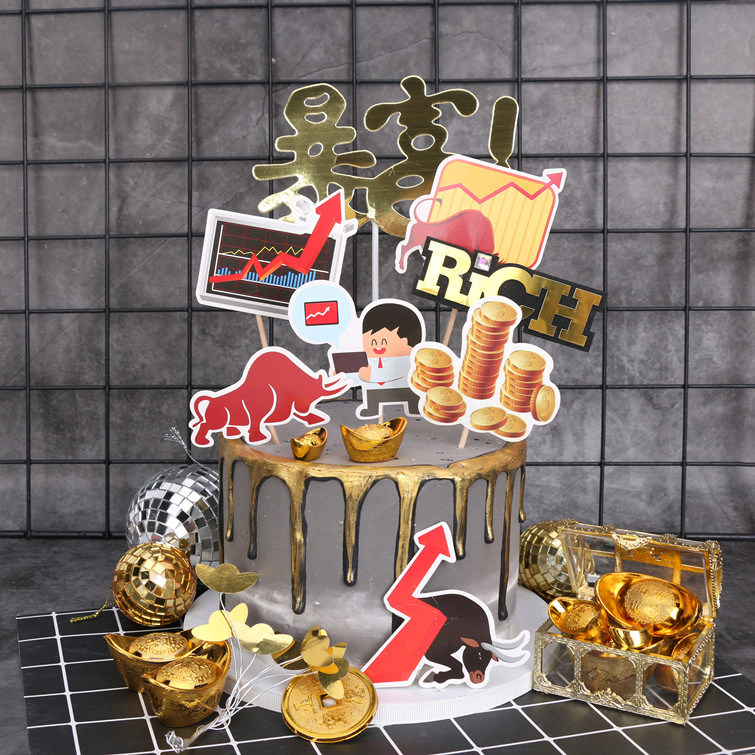 翻糖蛋糕装饰股市飘红股票涨涨涨新股必中中国巴菲特牛市插牌插件