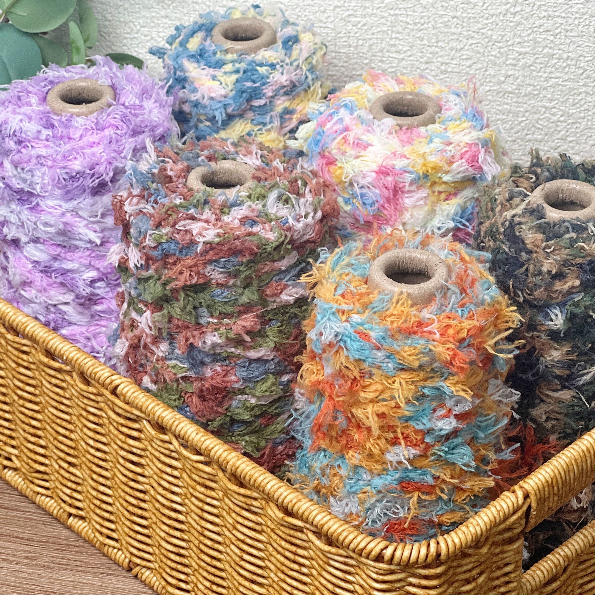 DIY特色段染大鱼尾纸片纱线配线diy毛线包包编织围巾渐变