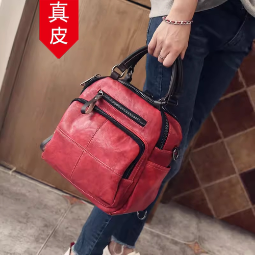 香港品牌真皮双肩包百搭书包