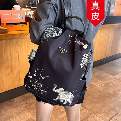 香港代购真皮双肩包牛津布背包