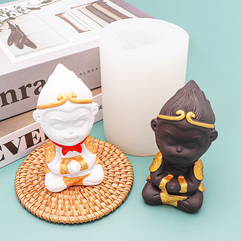 孙悟空硅胶模具3D立体巧克力慕斯蛋糕烘焙猴子石膏车载摆件模具