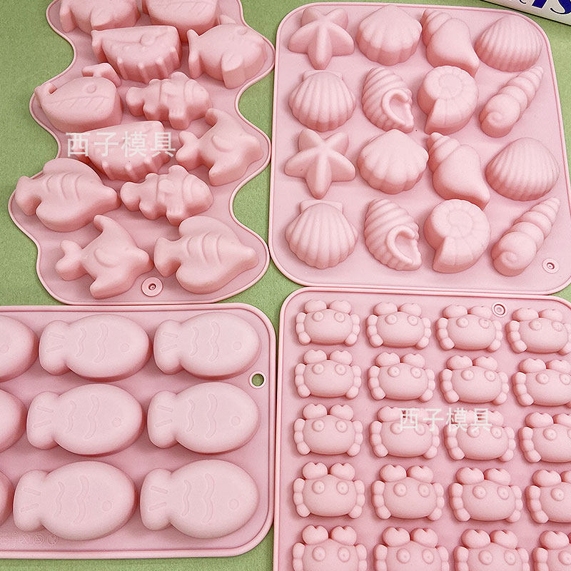 卡通海洋系列贝壳海螺海星螃蟹小鱼造型硅胶模具diy滴胶石膏皂模,厨房/烹饪用具,烘焙模具,淘宝优惠券,粉丝福利购,淘宝优惠卷