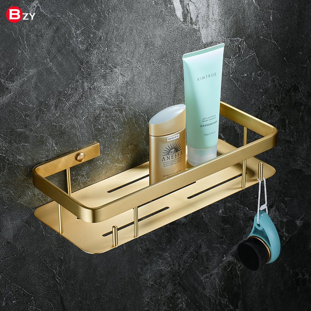 卫生间置物架全铜加厚长方型打孔