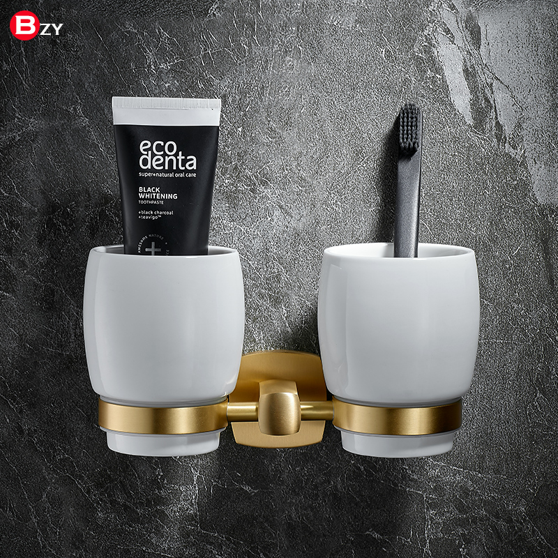 全铜简约双杯架可免打孔