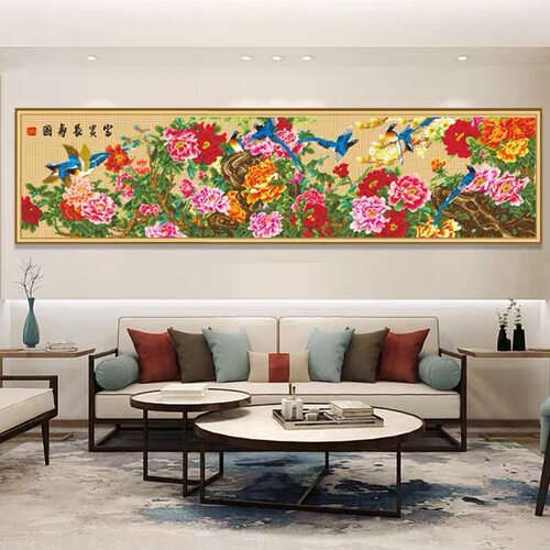 蒙娜丽莎十字绣线绣客厅餐厅中式