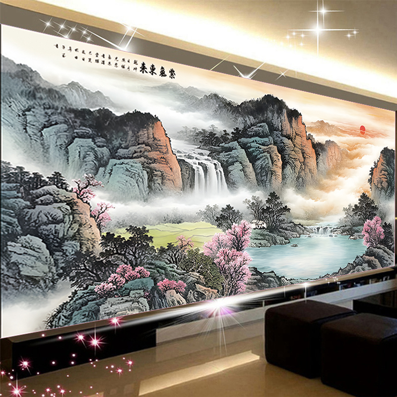 十字绣2025年新款线绣客厅高端大气高级感大幅紫气东来聚宝盆满绣