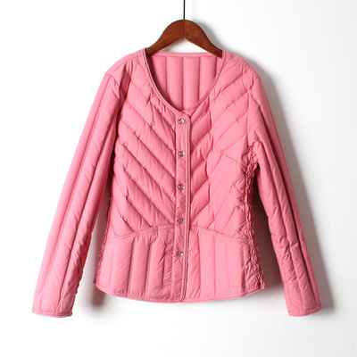 轻薄羽绒服保暖修身简约V领