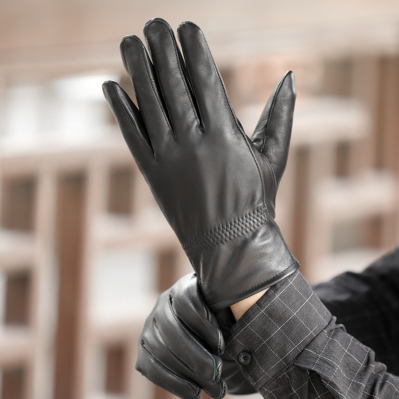 袋鼠真皮皮手套冬季男士羊皮开车