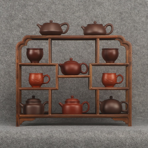 黑胡桃木博古架桌面茶壶置物架