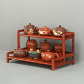 小博古架实木架子置物架茶具茶壶摆放展示架新中式 桌面茶杯收纳架