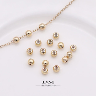 6mm硅胶铜珠隔珠定位珠保色14k珍珠散珠金diy项链手链配件迪美