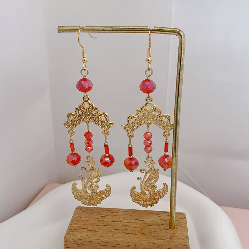 倾城之恋新娘中式原创秀禾服耳饰古风耳夹古代婚礼耳勾凤凰耳环