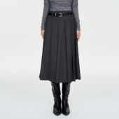 IUNAE 通勤高腰百褶半身裙 学院风秋冬中长款 LUMEN 2025秋冬新款