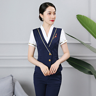 足浴店沐足技师工衣2020新款夏美容师服装女性感空姐制服职业套装