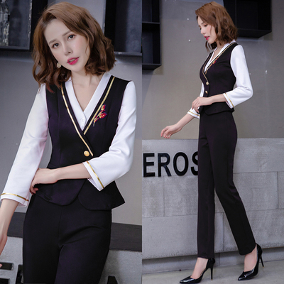 美容师工作服女秋冬 2021足浴服装女新款 足疗店沐足工衣制服套装