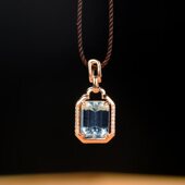 原创设计 18K金海蓝宝石冰与岸吊坠