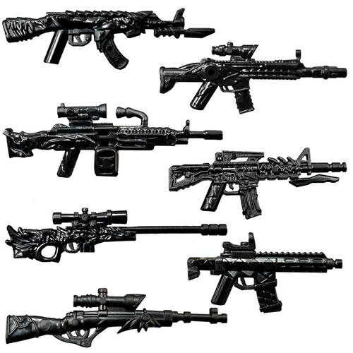 第三方军事特警人仔武器龙鳞AK突击步枪AWM4厘米步枪装备拼装玩具