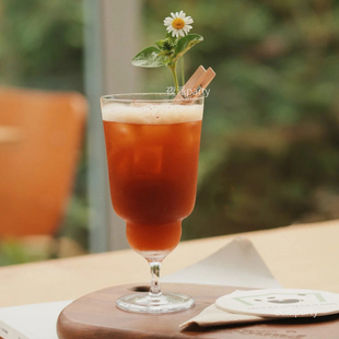 酒吧水晶玻璃高脚鸡尾酒杯复古创意餐厅咖啡杯茶饮杯简约果汁杯子