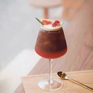 拿铁咖啡杯ins网红冷饮果汁杯 厚实高脚饮品玻璃杯商用透明冰美式