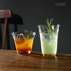 ins风阔口玻璃咖啡杯轻薄冰美式拿铁杯简约茶杯鸡尾酒杯冷饮杯子