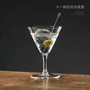 小众设计手工干马天尼杯矮脚鸡尾酒杯高三角杯水晶玻璃果汁特调杯