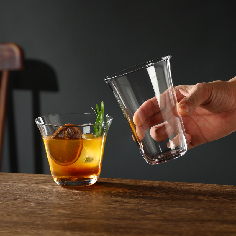 水晶玻璃杯水杯杯子茶杯果汁杯比利时反口杯国风冷萃咖啡杯饮料杯