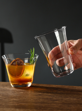 水晶玻璃杯水杯杯子茶杯果汁杯比利时反口杯国风冷萃咖啡杯饮料杯