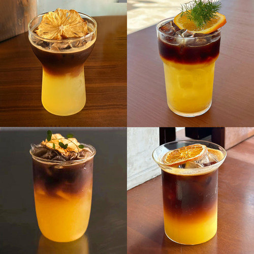 ins风小众冰美式拿铁咖啡杯耐热玻璃杯冷萃气泡水杯果汁饮品杯子