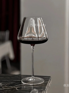 欧式红酒杯黑桃A奢华高档葡萄酒杯子水晶玻璃勃艮第高脚杯凹槽
