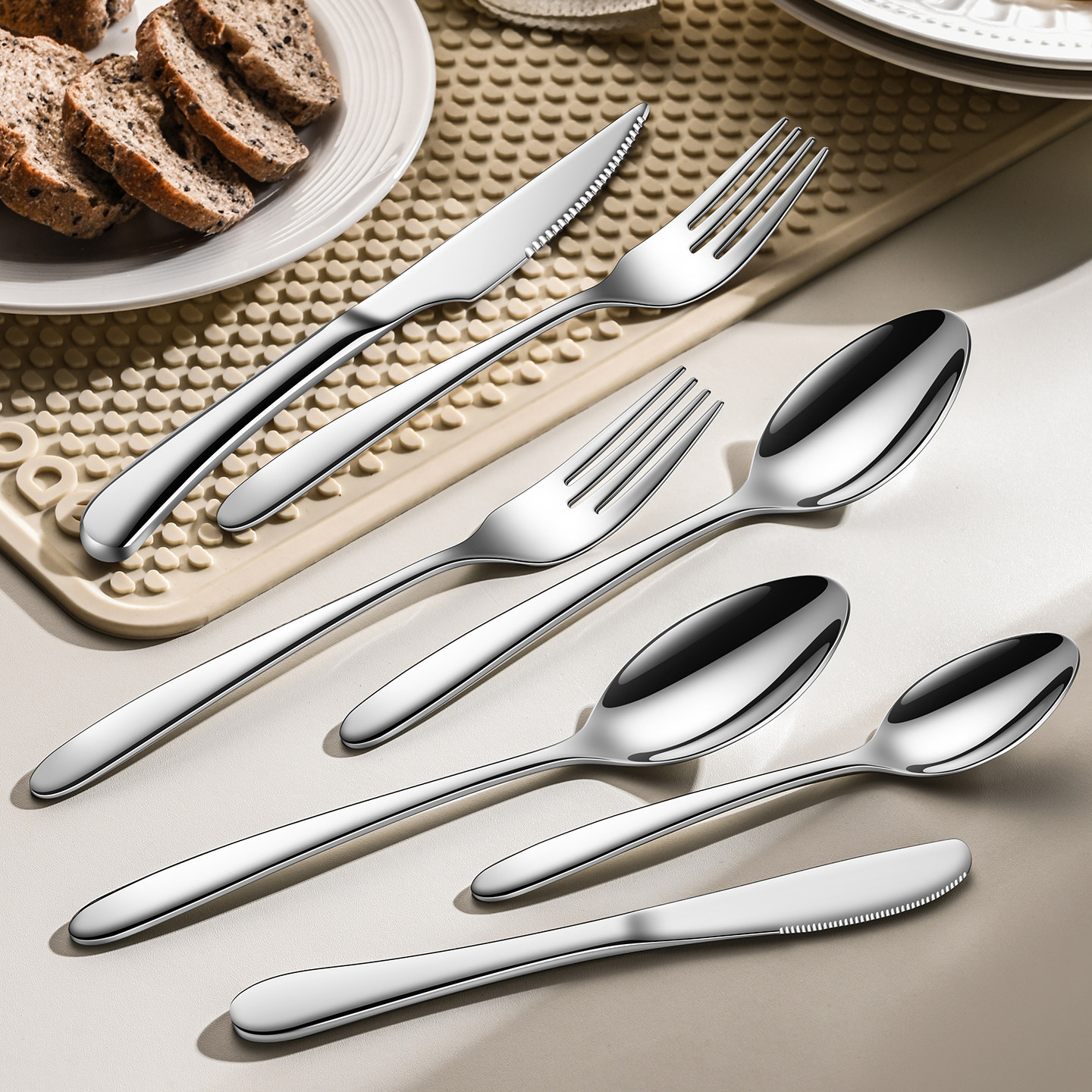 西餐餐具刀叉盘子套装家用316不锈钢欧式高档切牛排刀叉勺三件套