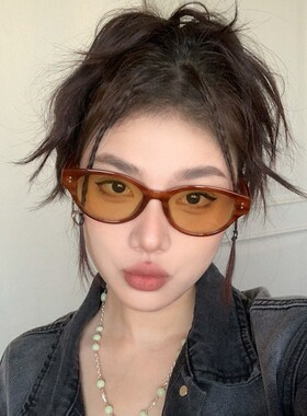 复古黑色gm猫眼墨镜方圆脸显瘦高级感网红太阳眼镜欧美风度假遮阳
