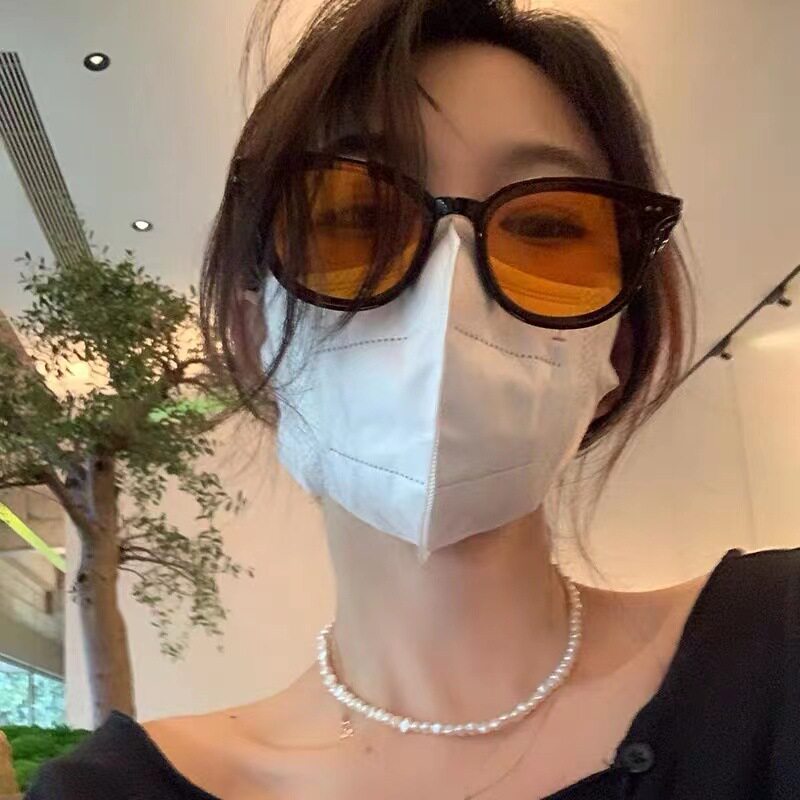 橘色黑框茶色墨镜女防晒2022新款黄色ins太阳眼镜男夏季防紫外线