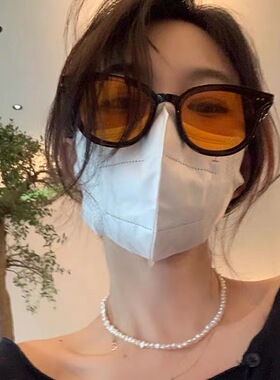 橘色黑框茶色墨镜女防晒2022新款黄色ins太阳眼镜男夏季防紫外线