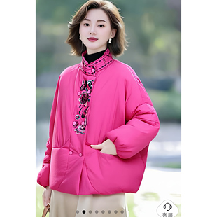素雅订制国风 文艺国风【秀】新中式民族风 刺绣立领短款棉服外套