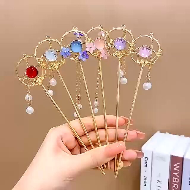 女宝古风汉服星空簪子盘发粉色发簪百搭简约流苏发钗流苏发钗头饰