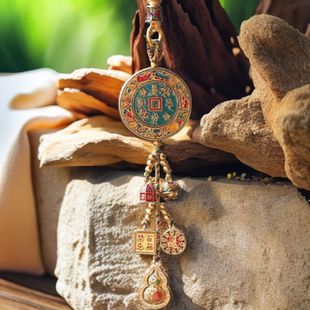 高档铜长乐未央汽车挂件后视镜吊坠男女款式车上里载保平安车挂礼