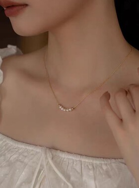 淡水珍珠项链 14K包金轻奢锁骨链 ins风百搭颈链女