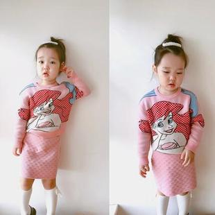 断码处理 不退不换 女童秋季美人鱼针织套装上衣半身裙两件套装