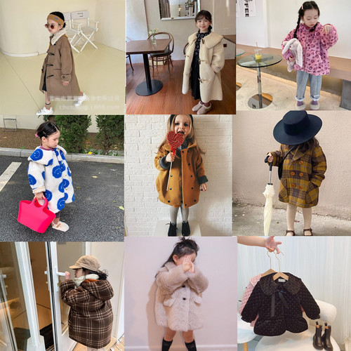 女童秋冬仿皮草外套大衣羽绒服