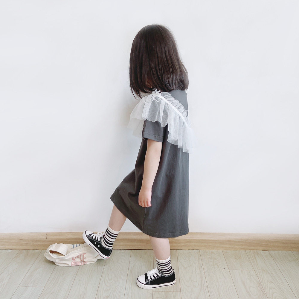 夏季两件套日韩系亲子装女童多种造型花边配纱连衣裙儿童针织裙子