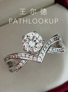 18K金一克拉皇冠加冕高碳钻戒指女 复古轻奢情侣婚礼对戒求婚钻戒