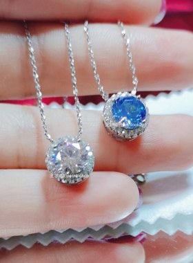纯银铂金钻石锁骨链礼物吊坠