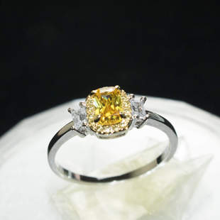 18K白金24K金黄色高碳钻石戒指 小鸽子蛋仿真钻戒女ins风指环礼物