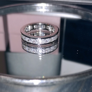 2021新款百搭方糖满钻戒指女小众设计日韩冷淡风材质镀金指环配饰