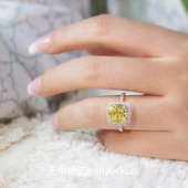 18K金粉色冰花雷迪恩切高碳钻石戒指女 奢华5克拉仿真钻戒指饰品