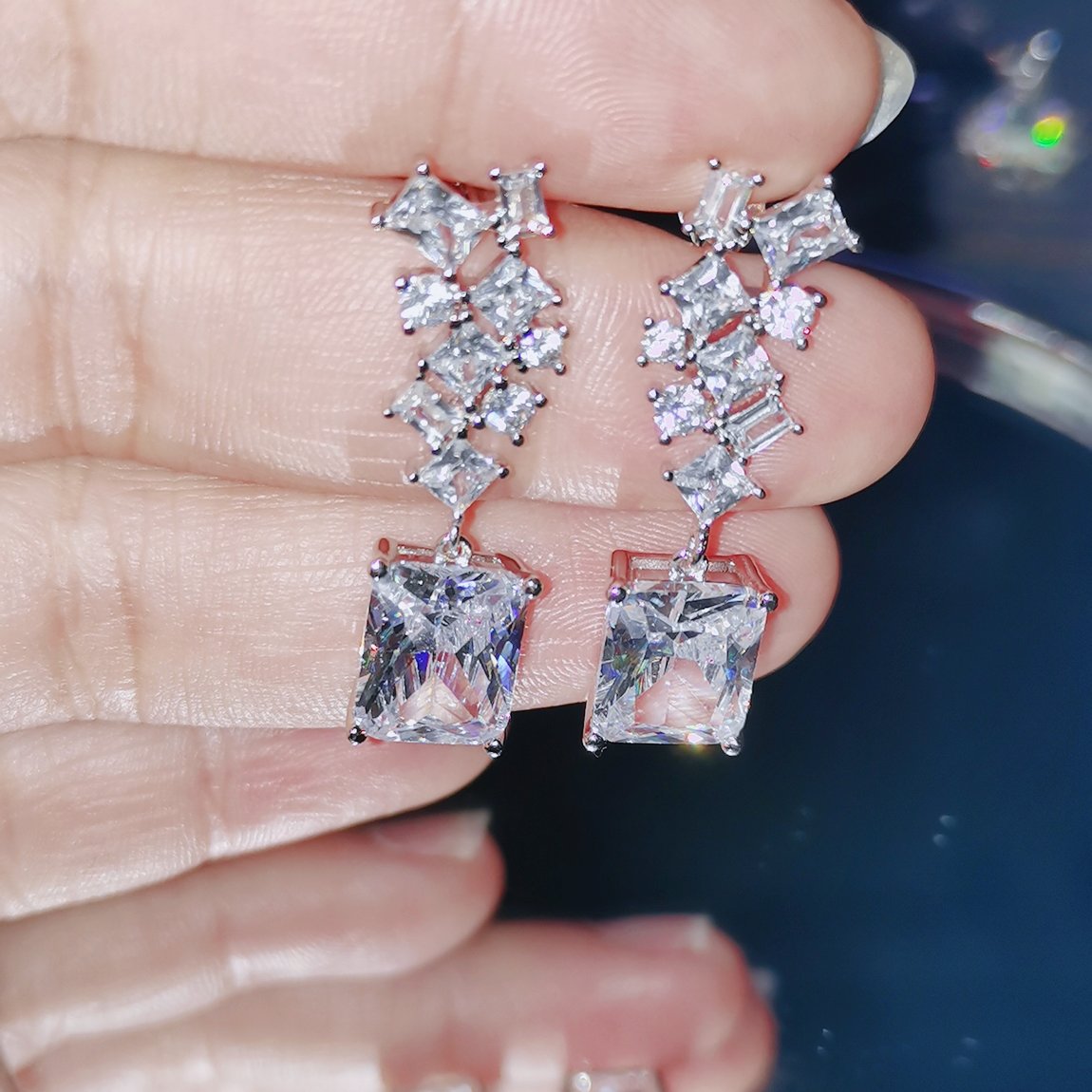 s925纯银18k铂金高碳送礼物耳环