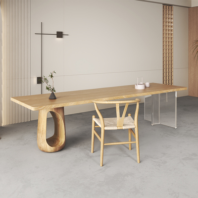 日式白蜡木原木风泡茶桌实木自然边茶台阳台茶几大板茶桌椅组合