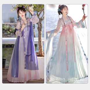 租赁 唐制汉服女直领对襟齐胸襦裙日常仙气春夏新款 出租 春海棠