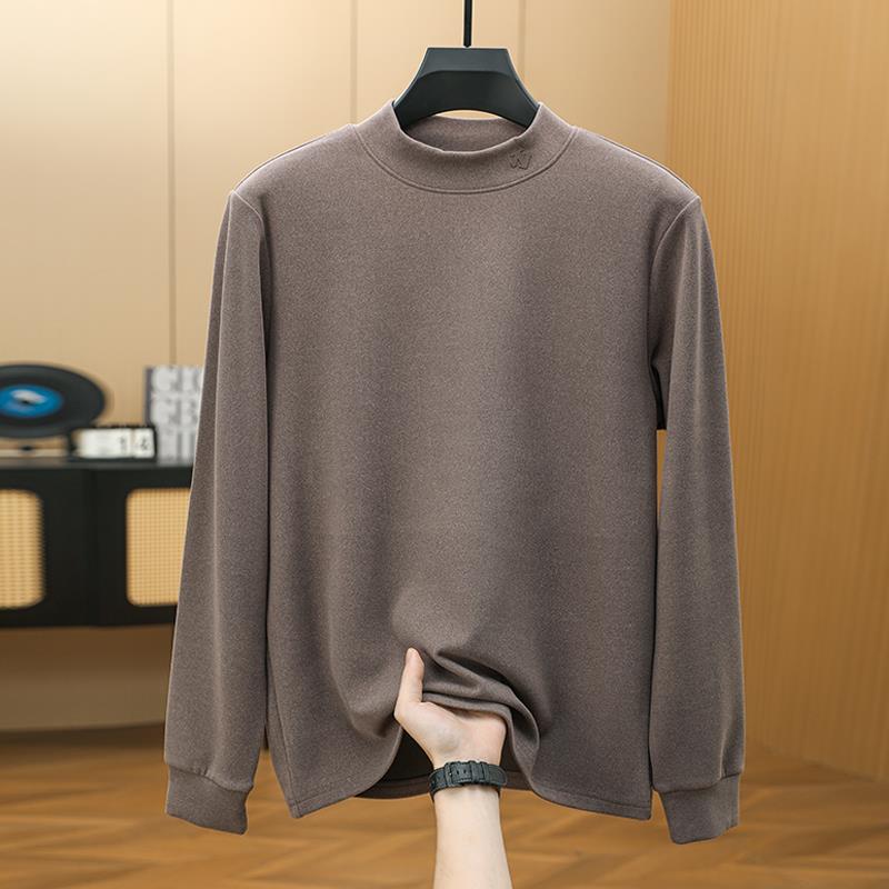 石墨烯半高领德绒打底衫秋冬保暖御寒时尚休闲 中领T恤男内搭上衣